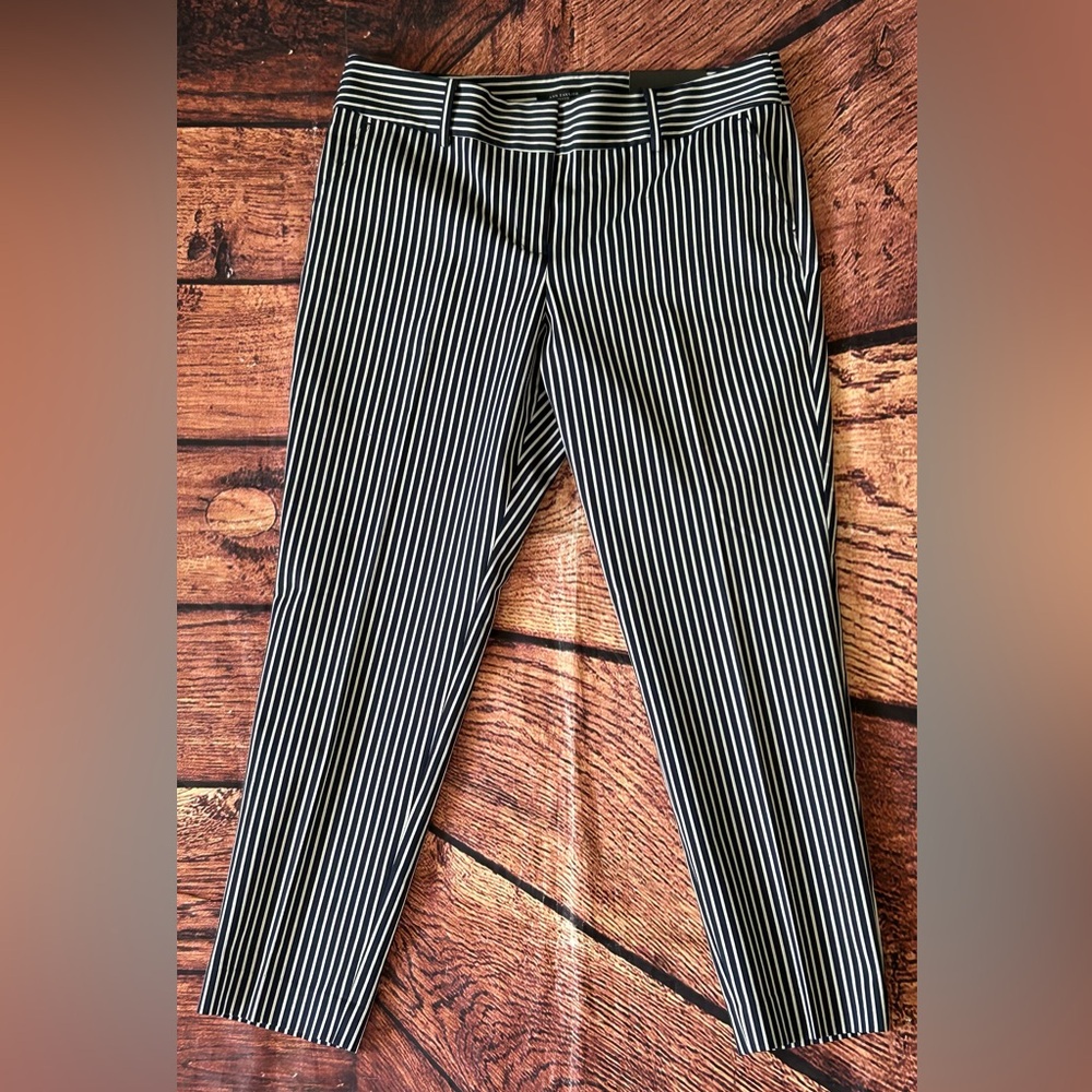Ann Taylor Navy‎ and White Striped Trousers